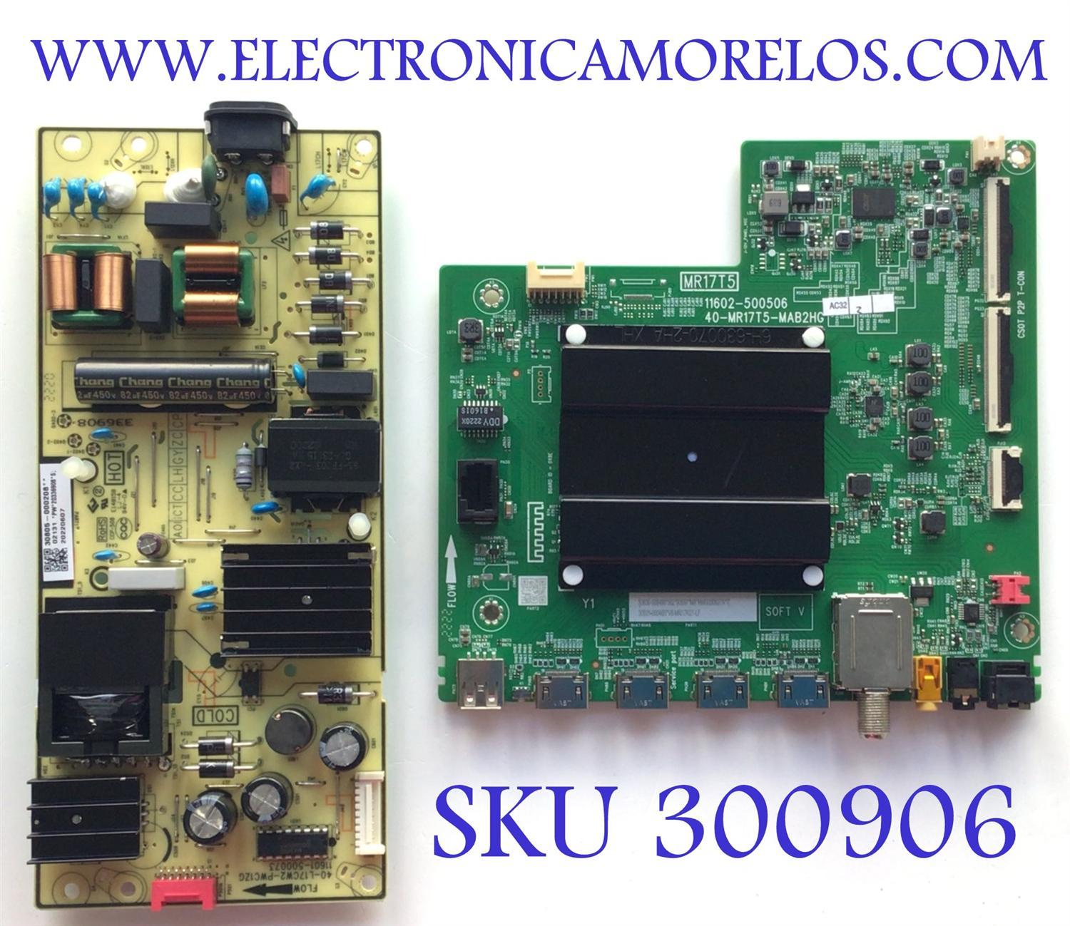 KIT DE TARJETAS PARA TV TCL ORIGINAL 4K UHD HDR / MAIN 30800-000498 / 40-MR17T5-MAB2HG / 30801-000465 / 11602-500506 / FUENTE 30805-000208 / 40-L17CW2-PWC1ZG / 11601-500073 / PANEL LVU650NDEL / ST6451D06-3 VER.2.1 / MODELOS 65S451 / 65S453 / 65S455